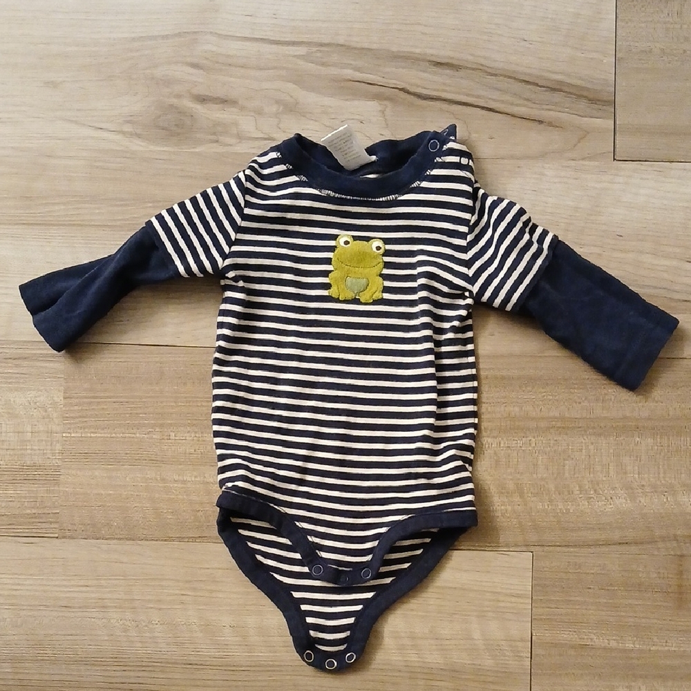 Gymboree Rainy Day Fun Froggy Double Sleeve Bodysuit Frog Size 3-6 Months (F)